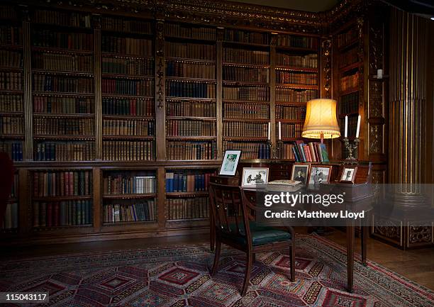 The Earl's desk is displayed in the library in Highclere Castle on March 15, 2011 in Newbury, England. Highclere Castle has been the ancestral home...