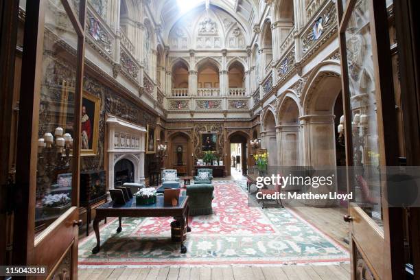 View of the saloon in Highclere Castle on March 15, 2011 in Newbury, England. Highclere Castle has been the ancestral home of the Carnarvon family...