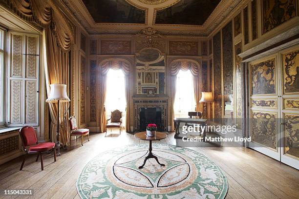 View of the music room in Highclere Castle on March 15, 2011 in Newbury, England. Highclere Castle has been the ancestral home of the Carnarvon...
