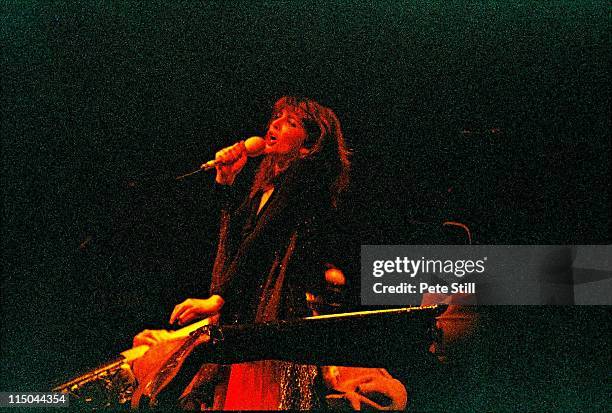 English singer Kate Bush performs live on stage at the London Palladium as part of her European Tour on 19th April 1979.