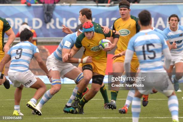 Fraser McReight from australia takes the ball in a match against Argentina v australia in the world Rugby U20 Championship in Rosario Argentina, on...