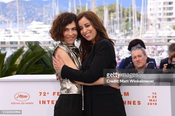 Lubna Azabal and Nisrin Erradi attend the photocall for "Adam" during the 72nd annual Cannes Film Festival on May 20, 2019 in Cannes, France.
