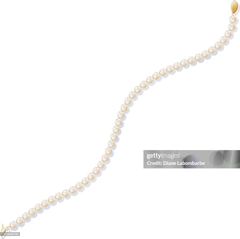 Pearl necklace with gold clasp