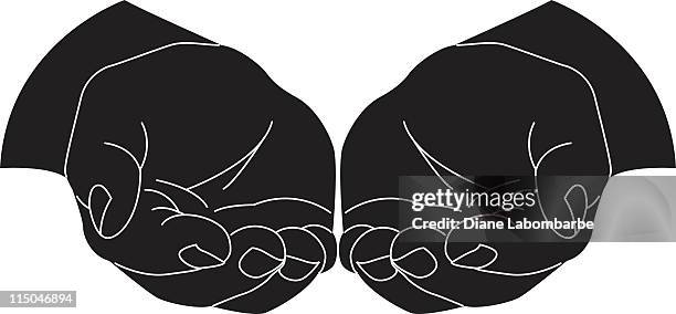 cupped silhouette hands - hands cupped stock illustrations