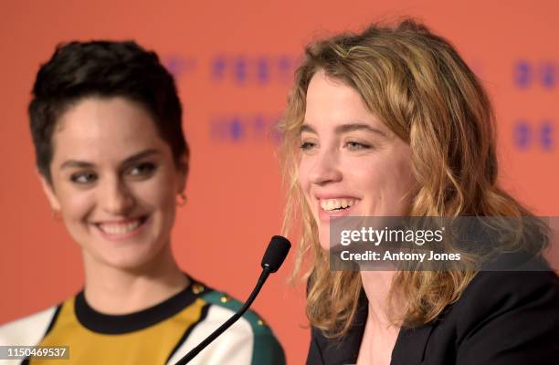 Noemie Merlant and Adele Haene attend the "Portrait Of A Lady On Fire " Press Conference during the 72nd annual Cannes Film Festival on May 20, 2019...