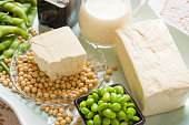 Soy Bean Food and Drink Products Photograph with Several Elements