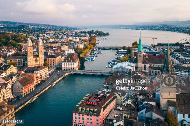 zurich vista aérea - zürich fotografías e imágenes de stock