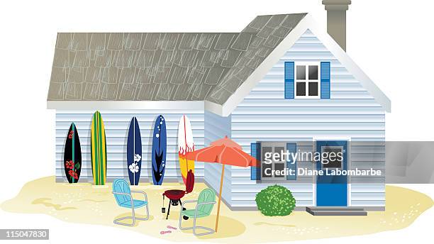 summer cottage - beach bbq stock illustrations