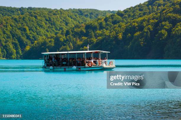 Tourist boat. Plitvice Lakes National Park. Croatia, Europe.