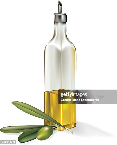 stockillustraties, clipart, cartoons en iconen met olive oil & olives - olijf