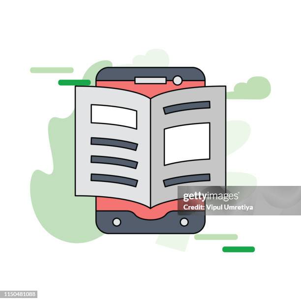e-books on mobile - e-reader stock illustrations