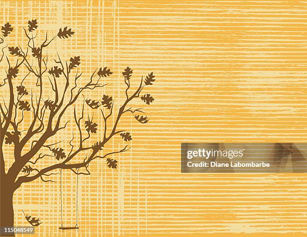 fall tree on a grungebackground - oak tree cross section stock illustrations