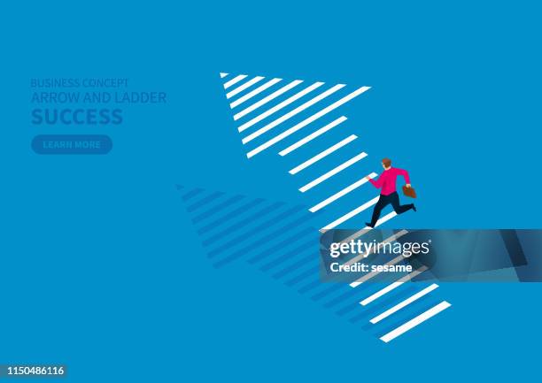 arrow and stairs - the next step stock illustrations