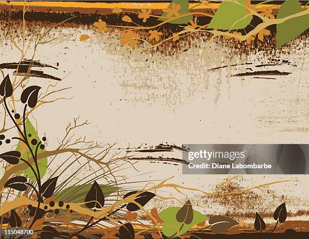 grunge background in earthy tones - branches intertwined stock illustrations
