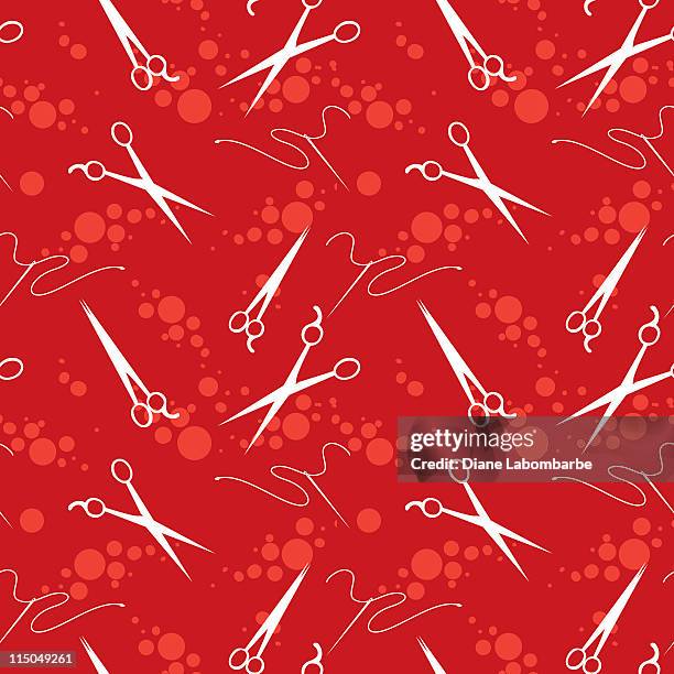seamless sewing pattern - red thread stock illustrations