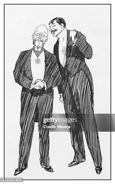 antique illustration: two men - tuxedo stock illustrations