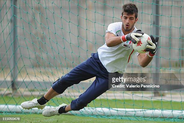 Andrea Caroppo of Italy in action during an Italian U-21 training session at Stade de Bon Rencontre on June 2, 2011 in Toulon, France.