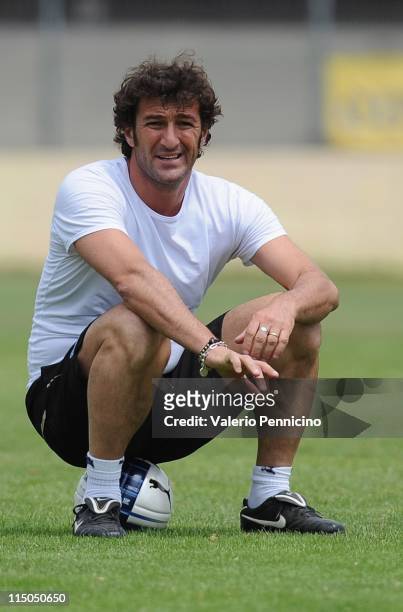 Head coach Ciro Ferrara of Italy looks on during an Italian U-21 training session at Stade de Bon Rencontre on June 2, 2011 in Toulon, France.