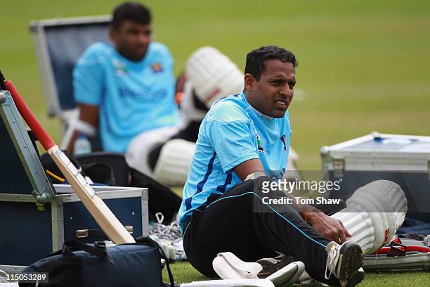 Thilan Samawareena of Sri Lanka looks on during the Sri Lanka nets session at Lord's Cricket Ground on June 2, 2011 in London, England.