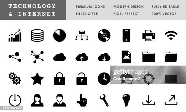 technology & internet - bold pixel perfect vector icons - electrical switch gear stock illustrations