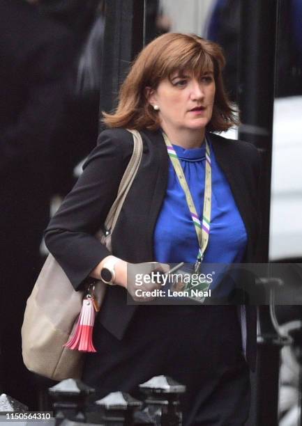 Conservative Party MP, Nicky Morgan walks outside the House of Commons on June 18, 2019 in London, England. The Conservative leadership contest will...