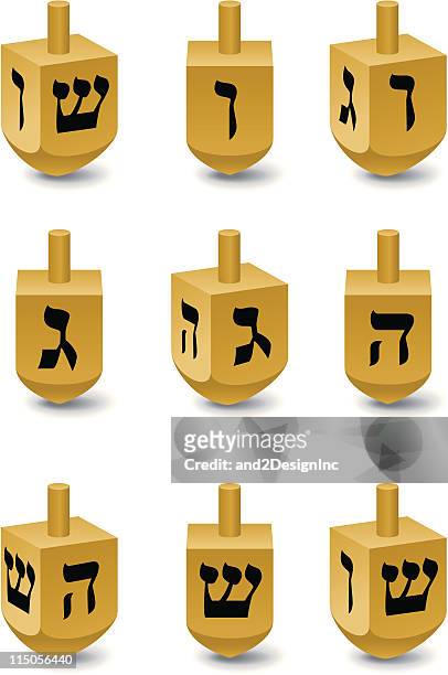dreidel animation schritte - hebräisches schriftzeichen stock-grafiken, -clipart, -cartoons und -symbole
