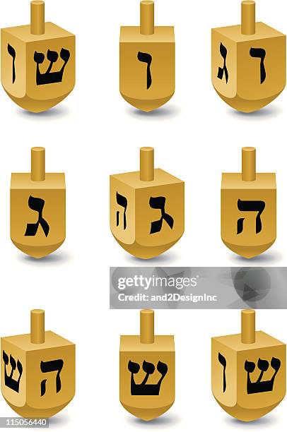 ilustraciones, imágenes clip art, dibujos animados e iconos de stock de peonza judía animación pasos - dreidel