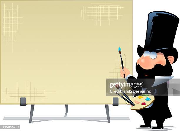 impressionist painter - easel stock illustrations