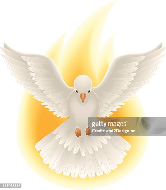 illustrazioni stock, clip art, cartoni animati e icone di tendenza di spirito santo art - colombe
