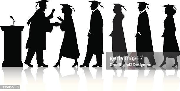 graduation line - graduation gown stock illustrations