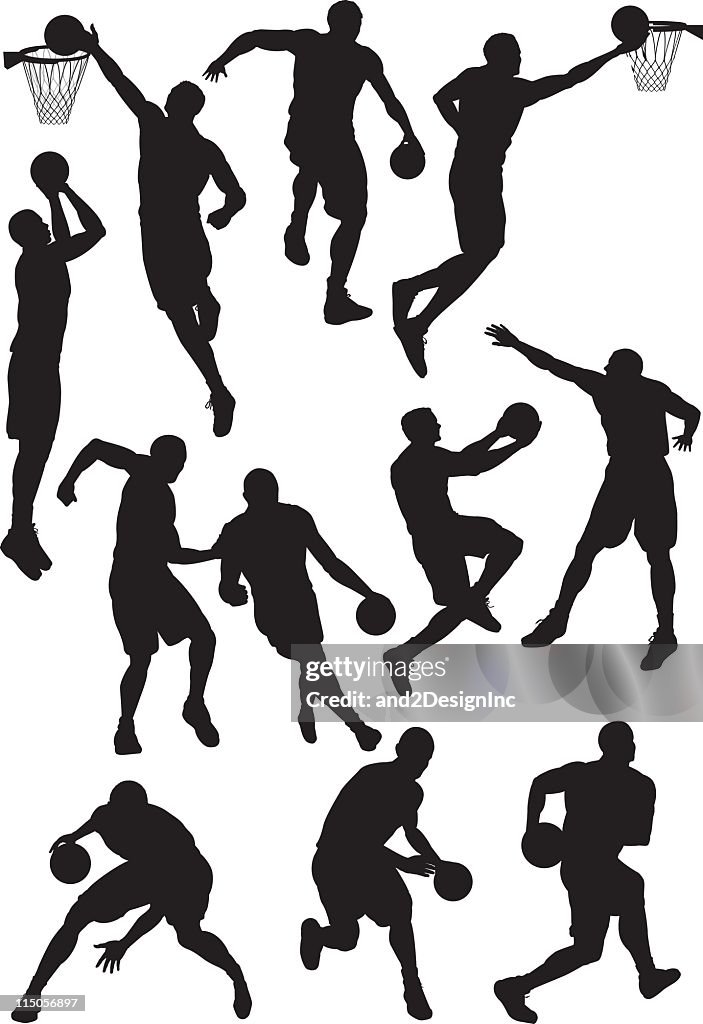 Many different basketball silhouettes