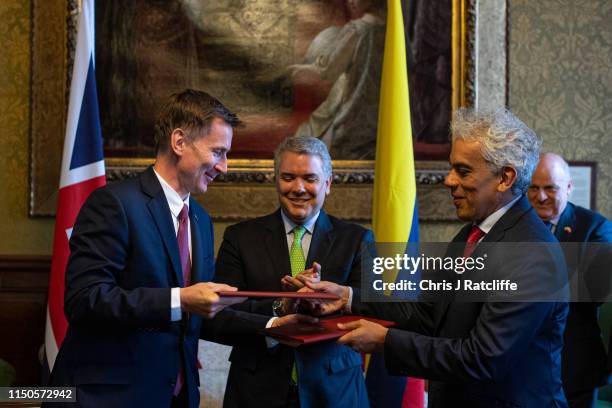 Foreign Secretary Jeremy Hunt meets Colombian President, Iván Duque Márquez , and Colombian Environment Minister, Ricardo Lozano Picón at British...