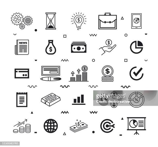 finance shared services line style vector icon set - rental assistance stock illustrations