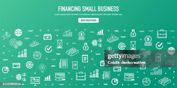 financing small business outline style web banner design - small business owner stock illustrations