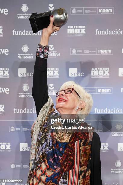 Actress Concha Velasco receives the Honorary Max award during the MAX 2019 awards ceremony at the Calderon Theater on May 20, 2019 in Valladolid,...