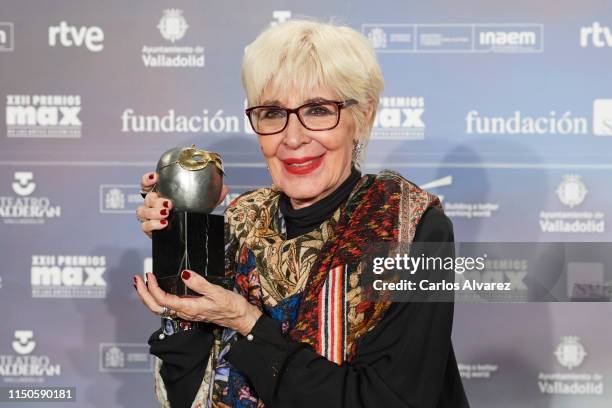 Actress Concha Velasco receives the Honorary Max award during the MAX 2019 awards ceremony at the Calderon Theater on May 20, 2019 in Valladolid,...