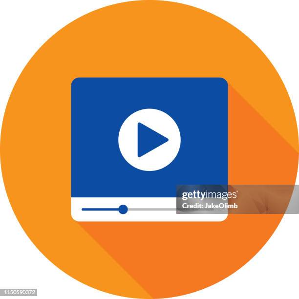 stockillustraties, clipart, cartoons en iconen met video speler icon plat - videocamera