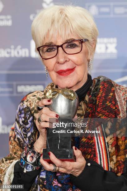 Actress Concha Velasco receives the Honorary Max award during the MAX 2019 awards ceremony at the Calderon Theater on May 20, 2019 in Valladolid,...