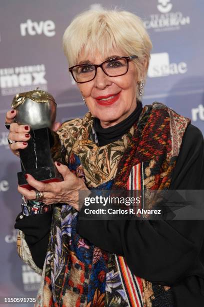 Actress Concha Velasco receives the Honorary Max award during the MAX 2019 awards ceremony at the Calderon Theater on May 20, 2019 in Valladolid,...