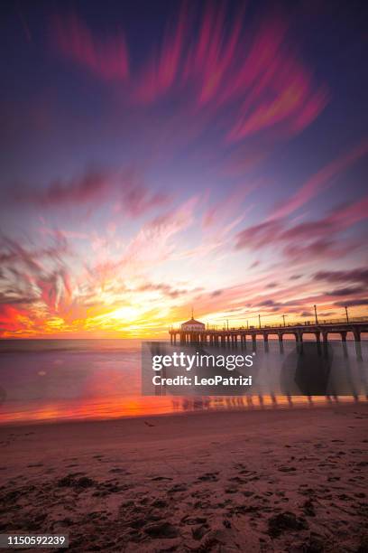 manhattan beach pier in california - los angeles - beach la stock pictures, royalty-free photos & images