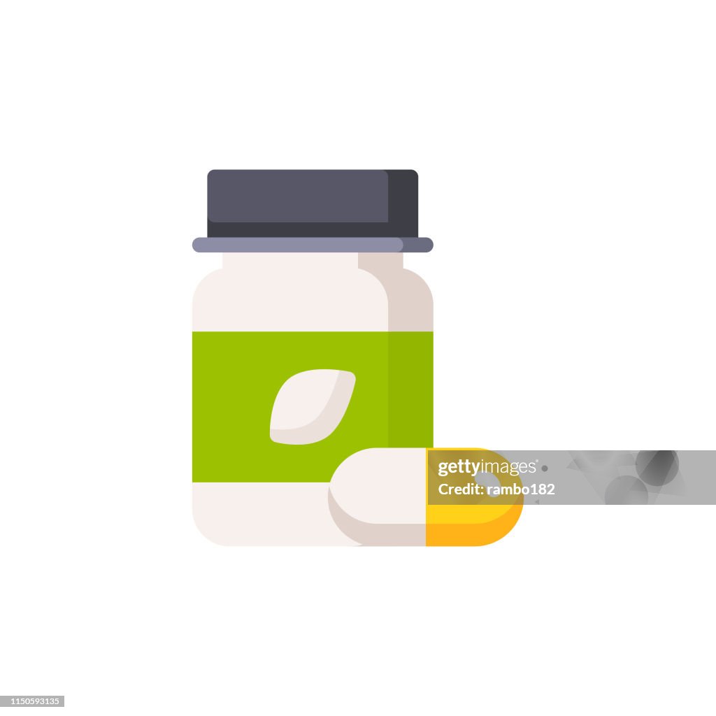 Supplements, Vitamins Flat Icon. Pixel Perfect. For Mobile and Web.