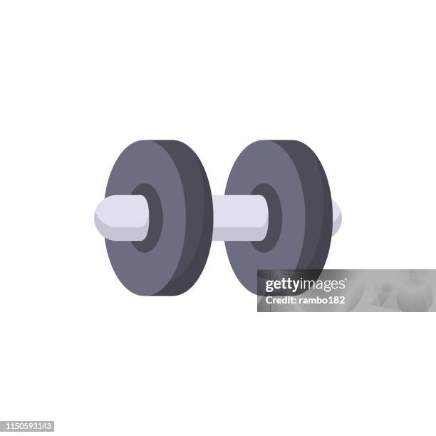 ilustraciones, imágenes clip art, dibujos animados e iconos de stock de icono plano de dumbbell. pixel perfect. para móvil y web. - brazo pesa