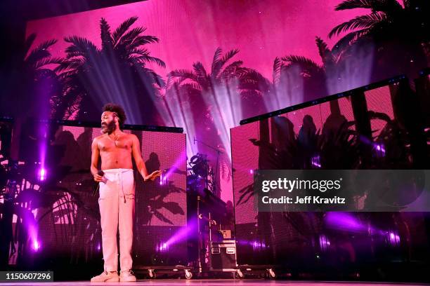 Childish Gambino performs on What Stage during the 2019 Bonnaroo Arts And Music Festival on June 14, 2019 in Manchester, Tennessee.