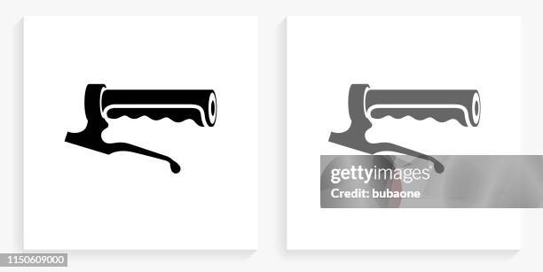 bike handle black and white square icon - brake stock illustrations