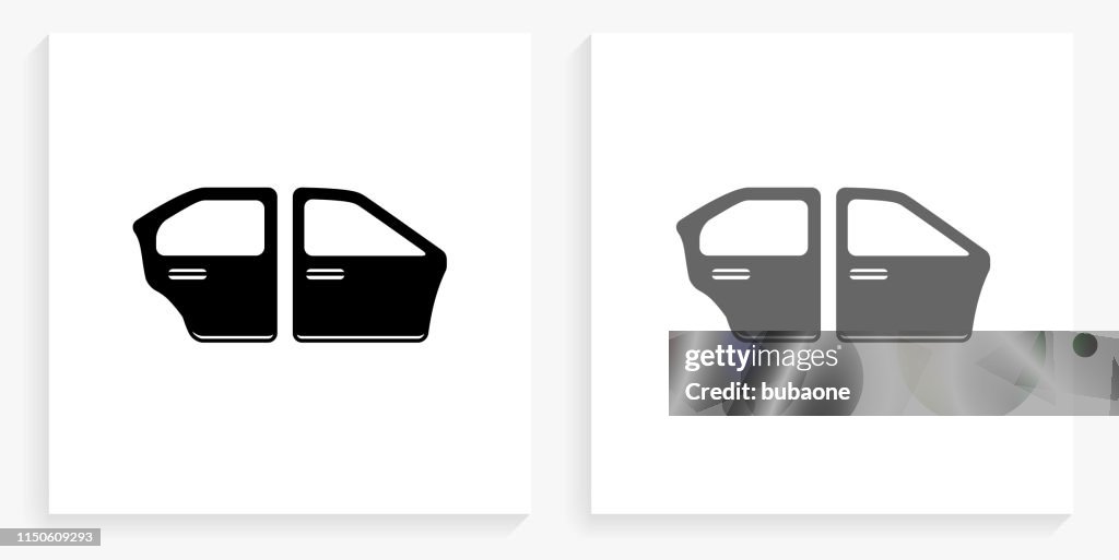Car Doors Black and White Square Icon