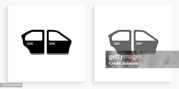 car doors black and white square icon - car door stock illustrations