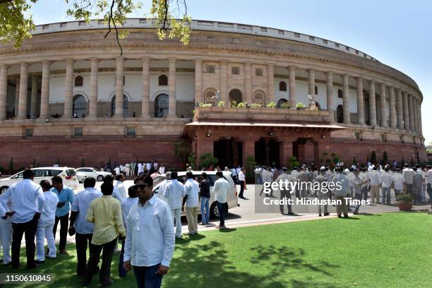 Family members of newly elected Members of Parliament gather on the second day of the first session of the 17th Lok Sabha, at Parliament House on...