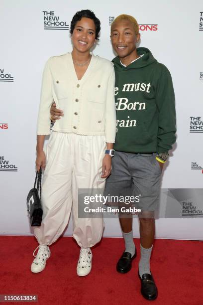 Helen Lasichanh and Pharrell Williams attend the 71st Annual Parsons Benefit honoring Pharrell, Everlane, StitchFix & The RealReal on May 20, 2019 in...