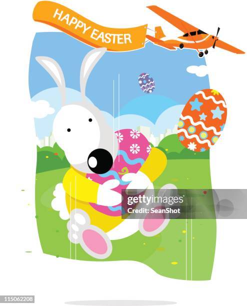 eastereggsrabbitbombing - jump from plane stock illustrations