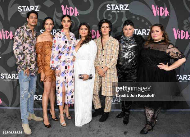 Carlos Miranda, Mishel Prada, Melissa Barrera, Chelsea Rendon, Roberta Colindrez, Ser Anzoategui and Tanya Saracho attend the LA Premiere Of Starz'...